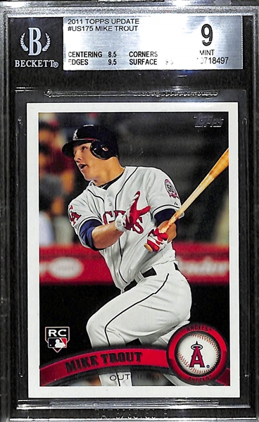 HOT! 2011 Topps Update Mike Trout Rookie Graded PSA 9 Mint (#US175). HOT CARD!